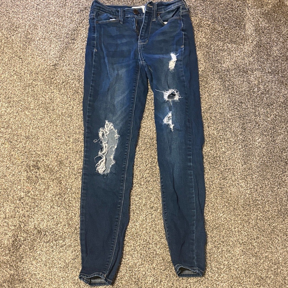 Mudd Women's Distressed Dark Blue Skinny Jeans